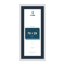 Louis Range White Picture, Photo & Poster Frame with Pacific Blue Mount - 80x35cm Frame for 70x25cm Photo, White