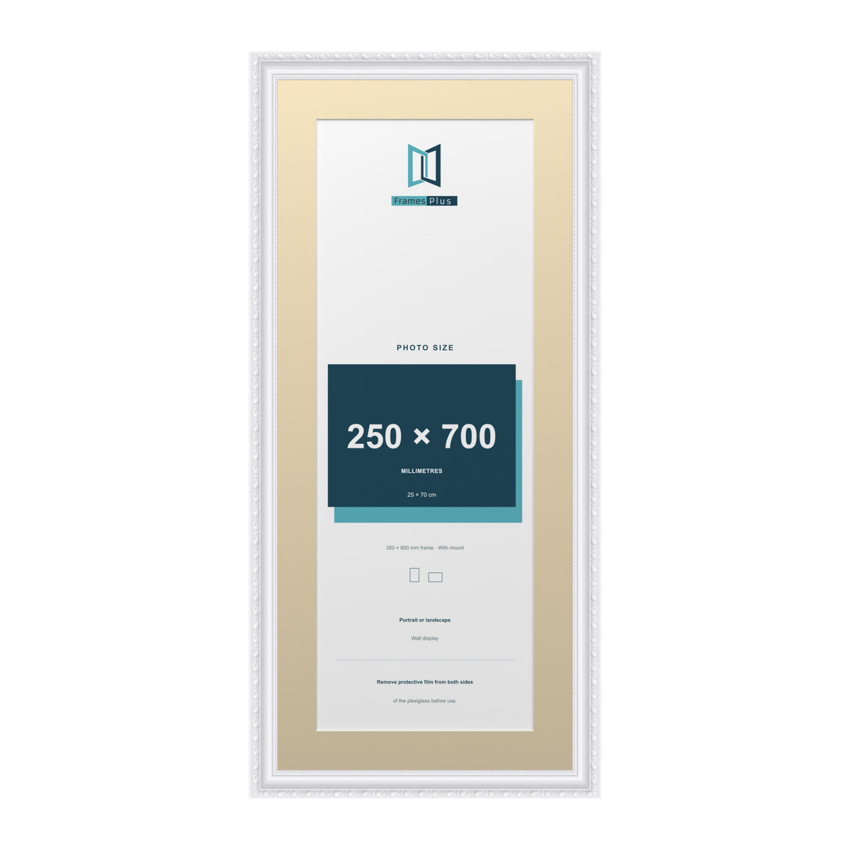 Louis Range White Picture, Photo & Poster Frame with Ivory Mount - 80x35cm Frame for 70x25cm Photo, White