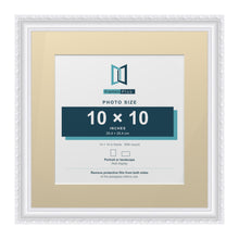 Louis Range White Picture, Photo & Poster Frame with Ivory Mount - 14x14" Frame for 10x10" Photo, White