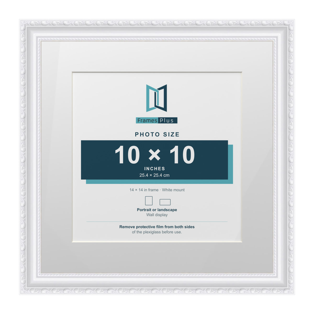 Louis Range White Picture, Photo & Poster Frame with White Mount - 14x14" Frame for 10x10" Photo, White