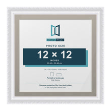 Louis Range White Picture, Photo & Poster Frame with Dawn Grey Mount - 14x14" Frame for 12x12" Photo, White
