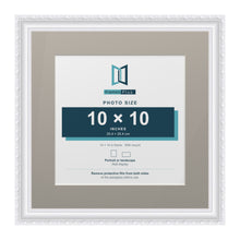 Louis Range White Picture, Photo & Poster Frame with Dawn Grey Mount - 14x14" Frame for 10x10" Photo, White