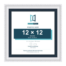 Louis Range White Picture, Photo & Poster Frame with Pacific Blue Mount - 14x14" Frame for 12x12" Photo, White