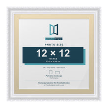 Louis Range White Picture, Photo & Poster Frame with Ivory Mount - 14x14" Frame for 12x12" Photo, White