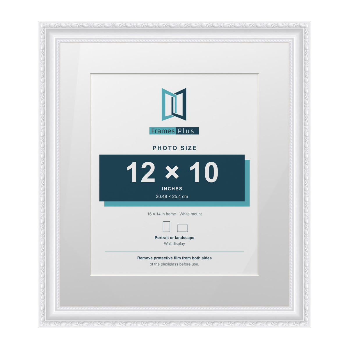 Louis Range White Picture, Photo & Poster Frame with White Mount - 16x14" Frame for 12x10" Photo, White