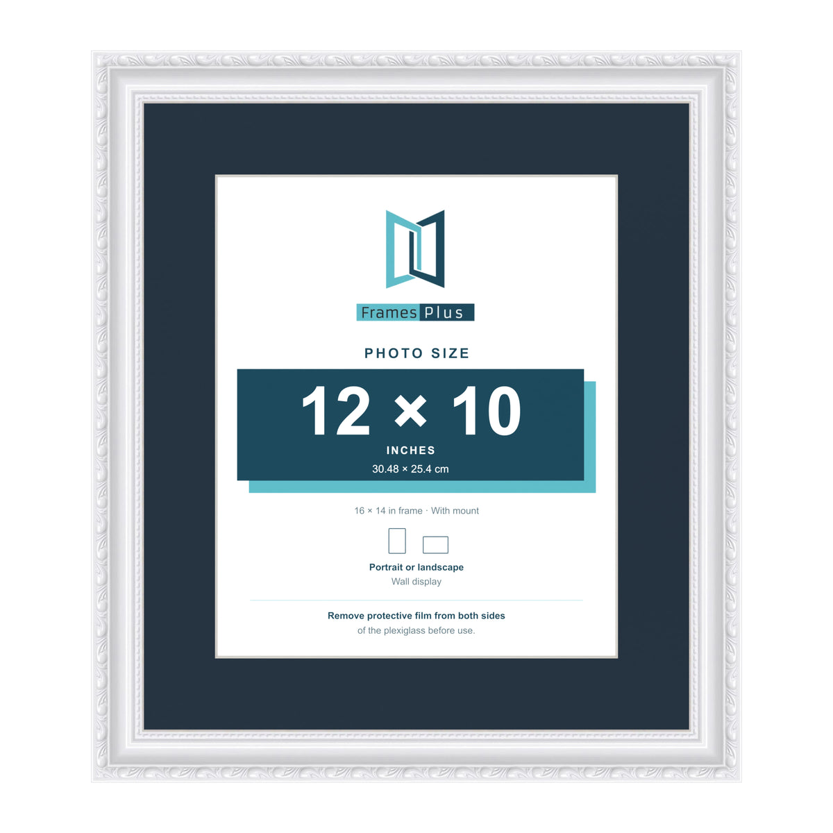 Louis Range White Picture, Photo & Poster Frame with Pacific Blue Mount - 16x14" Frame for 12x10" Photo, White