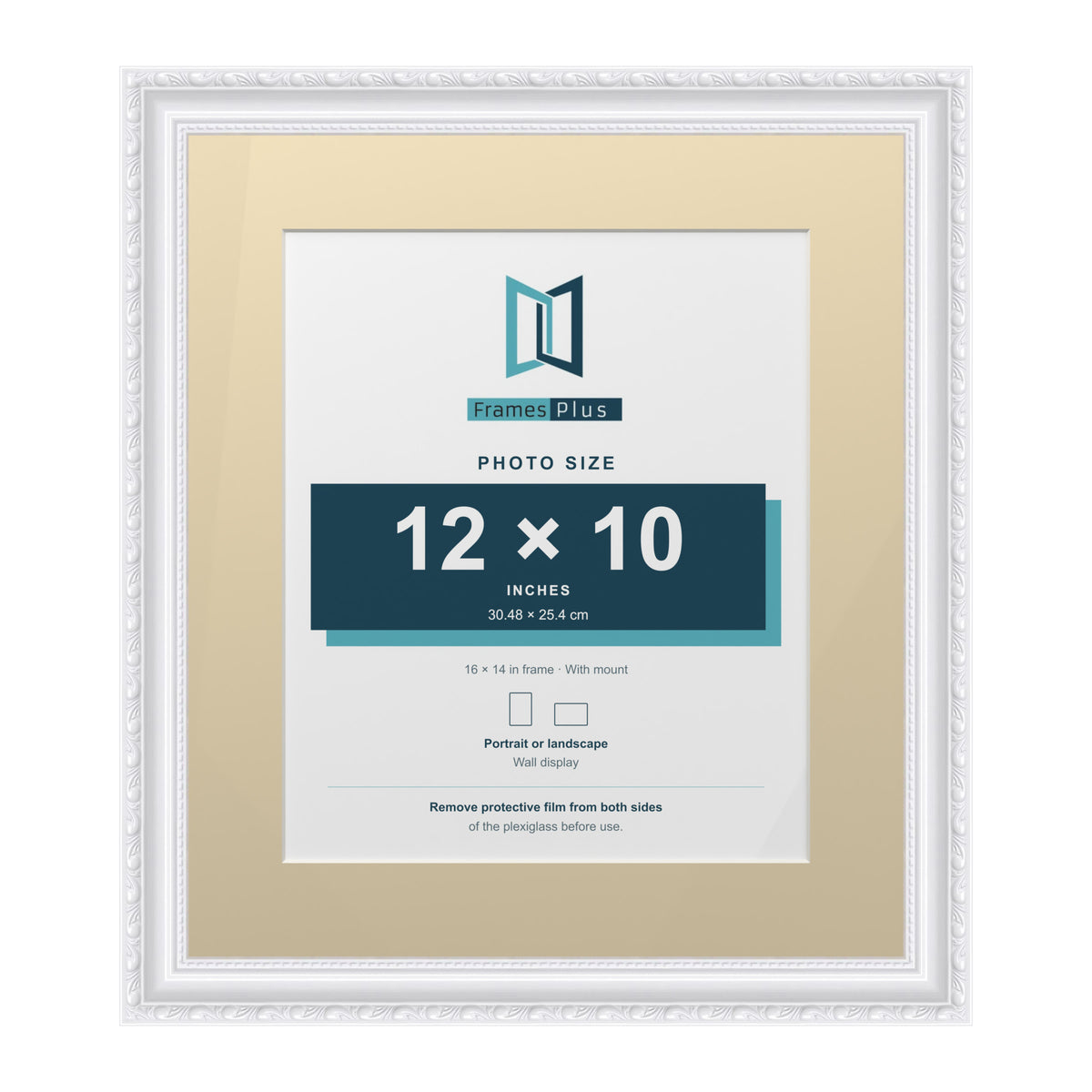 Louis Range White Picture, Photo & Poster Frame with Ivory Mount - 16x14" Frame for 12x10" Photo, White