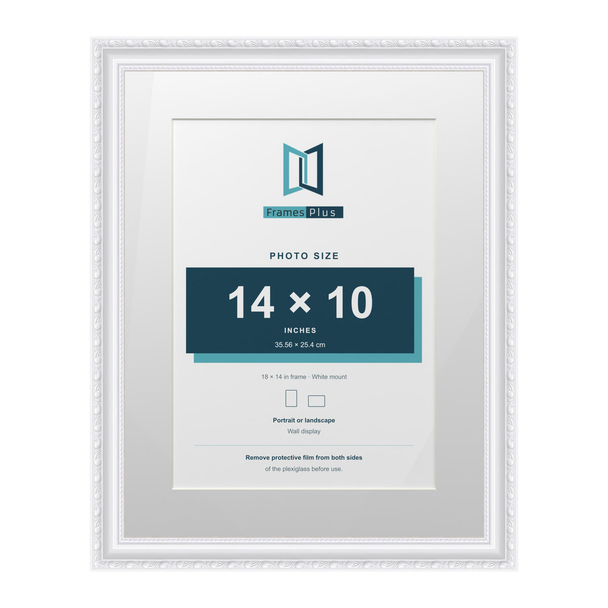 Louis Range White Picture, Photo & Poster Frame with White Mount - 18x14" Frame for 14x10" Photo, White