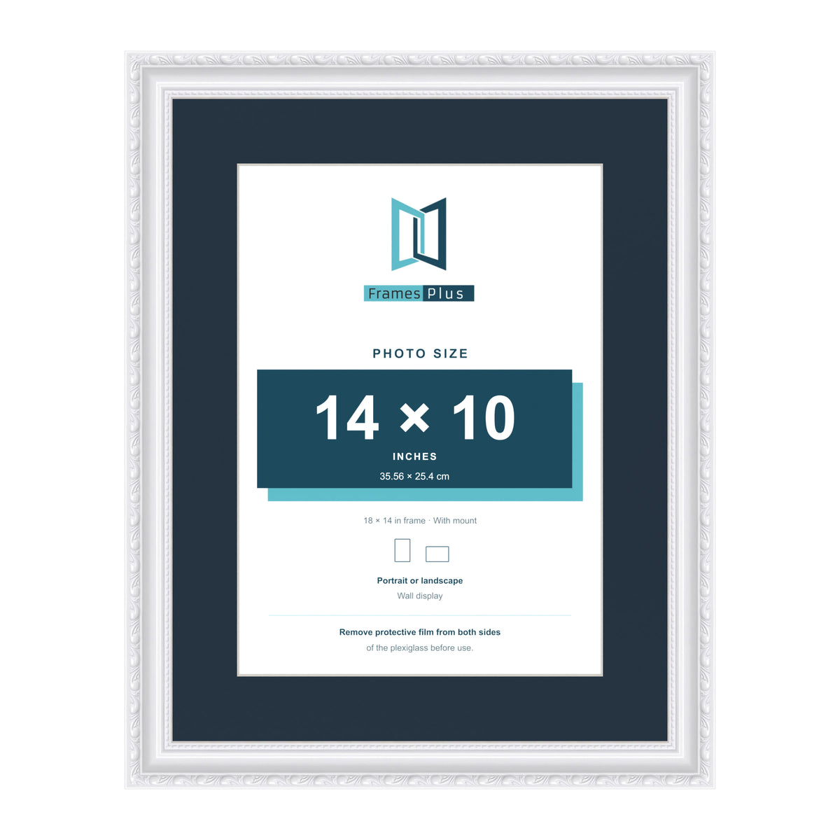 Louis Range White Picture, Photo & Poster Frame with Pacific Blue Mount - 18x14" Frame for 14x10" Photo, White