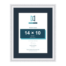 Louis Range White Picture, Photo & Poster Frame with Pacific Blue Mount - 18x14" Frame for 14x10" Photo, White