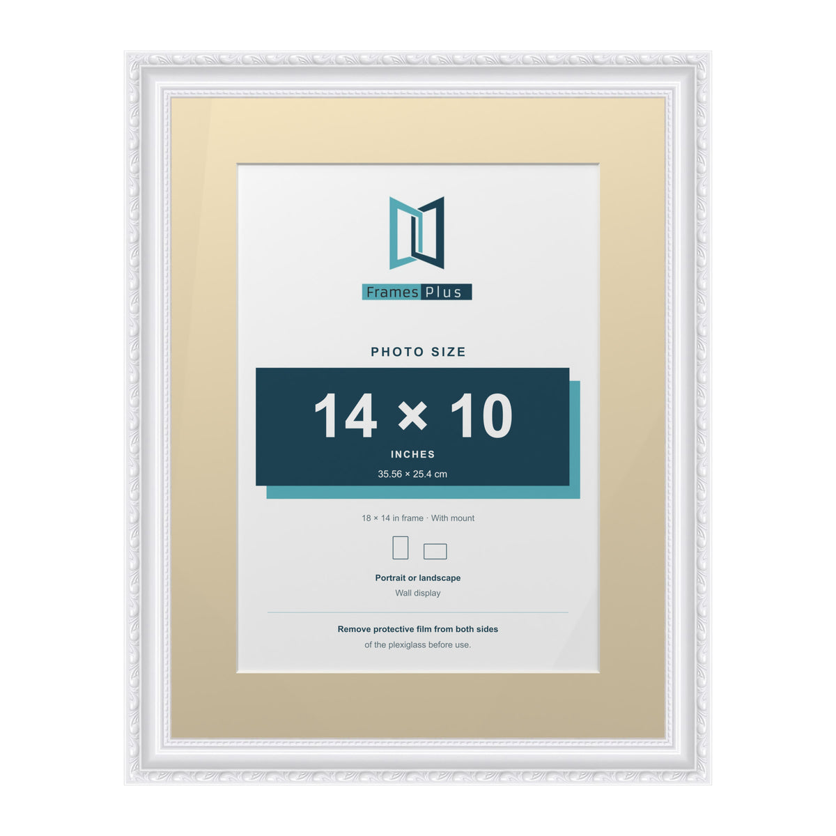 Louis Range White Picture, Photo & Poster Frame with Ivory Mount - 18x14" Frame for 14x10" Photo, White