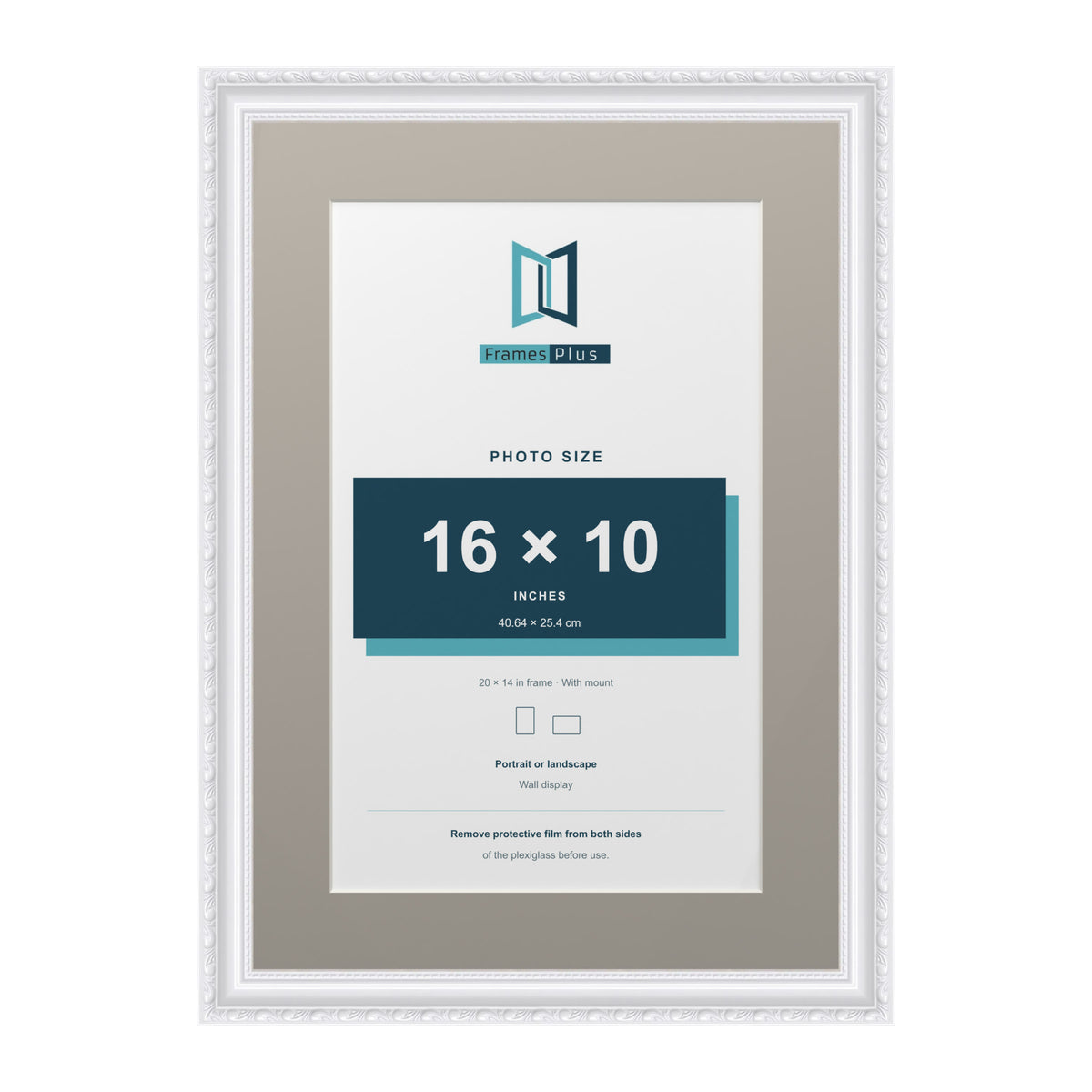 Louis Range White Picture, Photo & Poster Frame with Dawn Grey Mount - 20x14" Frame for 16x10" Photo, White