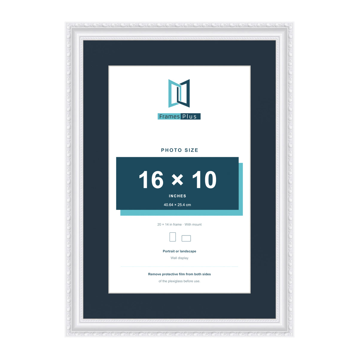 Louis Range White Picture, Photo & Poster Frame with Pacific Blue Mount - 20x14" Frame for 16x10" Photo, White