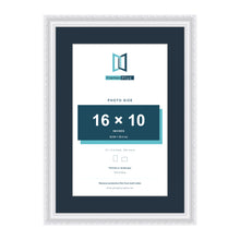 Louis Range White Picture, Photo & Poster Frame with Pacific Blue Mount - 20x14" Frame for 16x10" Photo, White