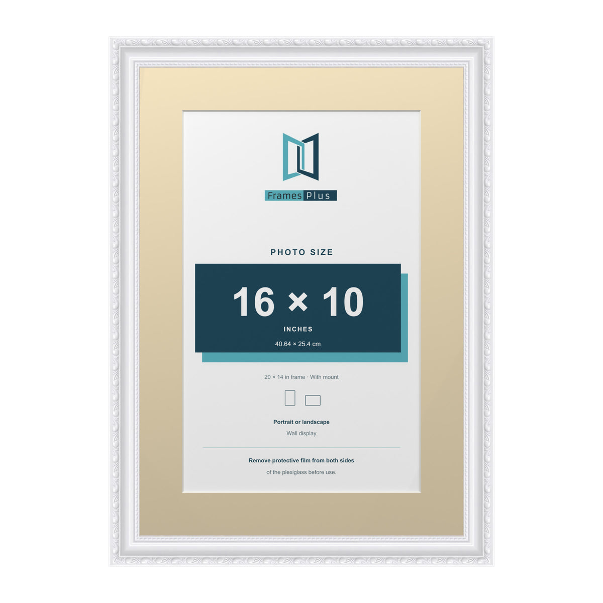 Louis Range White Picture, Photo & Poster Frame with Ivory Mount - 20x14" Frame for 16x10" Photo, White