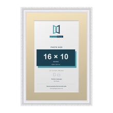 Louis Range White Picture, Photo & Poster Frame with Ivory Mount - 20x14" Frame for 16x10" Photo, White