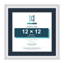 Louis Range White Picture, Photo & Poster Frame with Pacific Blue Mount - 15x15" Frame for 12x12" Photo, White