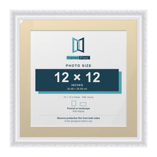 Louis Range White Picture, Photo & Poster Frame with Ivory Mount - 15x15" Frame for 12x12" Photo, White