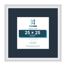 Louis Range White Picture, Photo & Poster Frame with Pacific Blue Mount - 40x40cm Frame for 25x25cm Photo, White