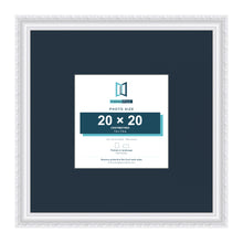 Louis Range White Picture, Photo & Poster Frame with Pacific Blue Mount - 40x40cm Frame for 20x20cm Photo, White
