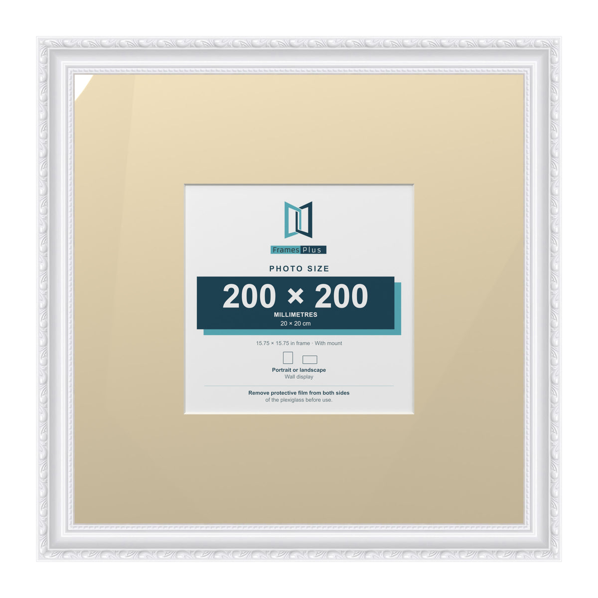 Louis Range White Picture, Photo & Poster Frame with Ivory Mount - 40x40cm Frame for 20x20cm Photo, White