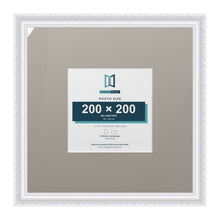 Louis Range White Picture, Photo & Poster Frame with Dawn Grey Mount - 40x40cm Frame for 20x20cm Photo, White