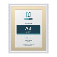 Louis Range White Picture, Photo & Poster Frame with Ivory Mount - 50x40cm Frame for A3 Photo, White