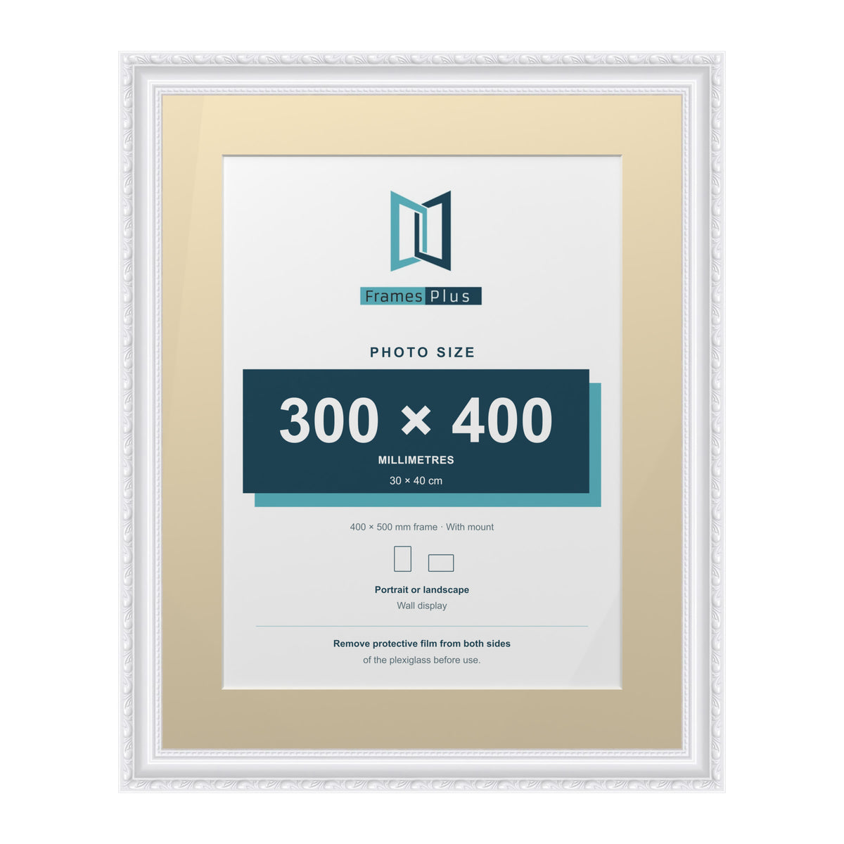 Louis Range White Picture, Photo & Poster Frame with Ivory Mount - 50x40cm Frame for 40x30cm Photo, White