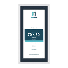 Louis Range White Picture, Photo & Poster Frame with Pacific Blue Mount - 80x40cm Frame for 70x30cm Photo, White