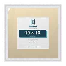 Louis Range White Picture, Photo & Poster Frame with Ivory Mount - 16x16" Frame for 10x10" Photo, White