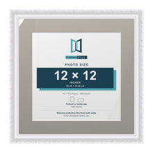 Louis Range White Picture, Photo & Poster Frame with Dawn Grey Mount - 16x16" Frame for 12x12" Photo, White