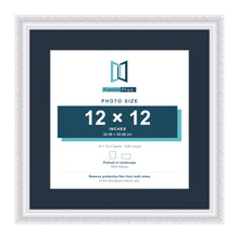 Louis Range White Picture, Photo & Poster Frame with Pacific Blue Mount - 16x16" Frame for 12x12" Photo, White