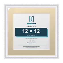 Louis Range White Picture, Photo & Poster Frame with Ivory Mount - 16x16" Frame for 12x12" Photo, White