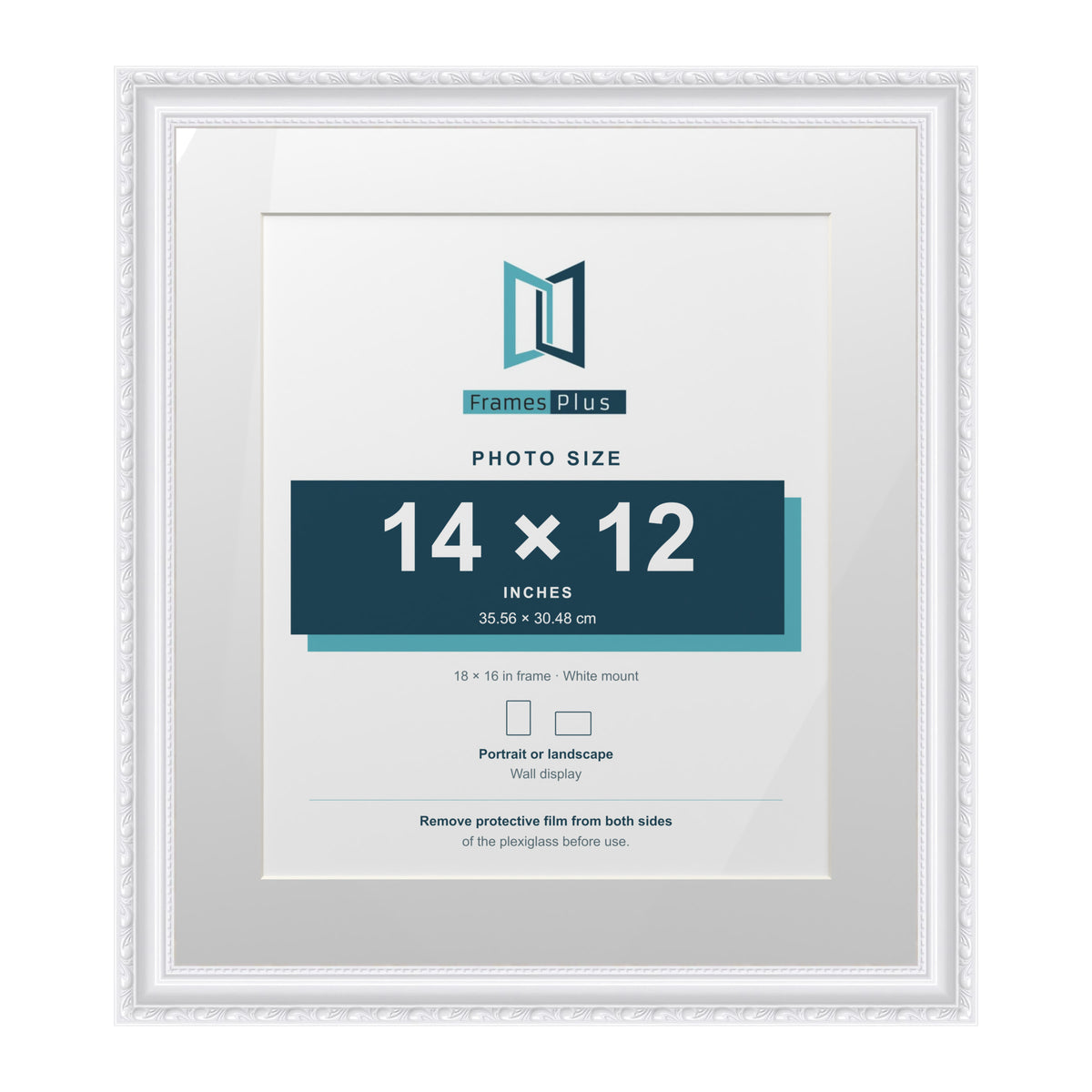 Louis Range White Picture, Photo & Poster Frame with White Mount - 18x16" Frame for 14x12" Photo, White