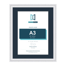 Louis Range White Picture, Photo & Poster Frame with Pacific Blue Mount - 20x16" Frame for A3 Photo, White