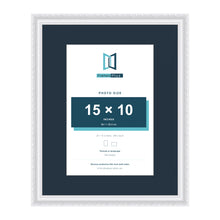 Louis Range White Picture, Photo & Poster Frame with Pacific Blue Mount - 20x16" Frame for 15x10" Photo, White