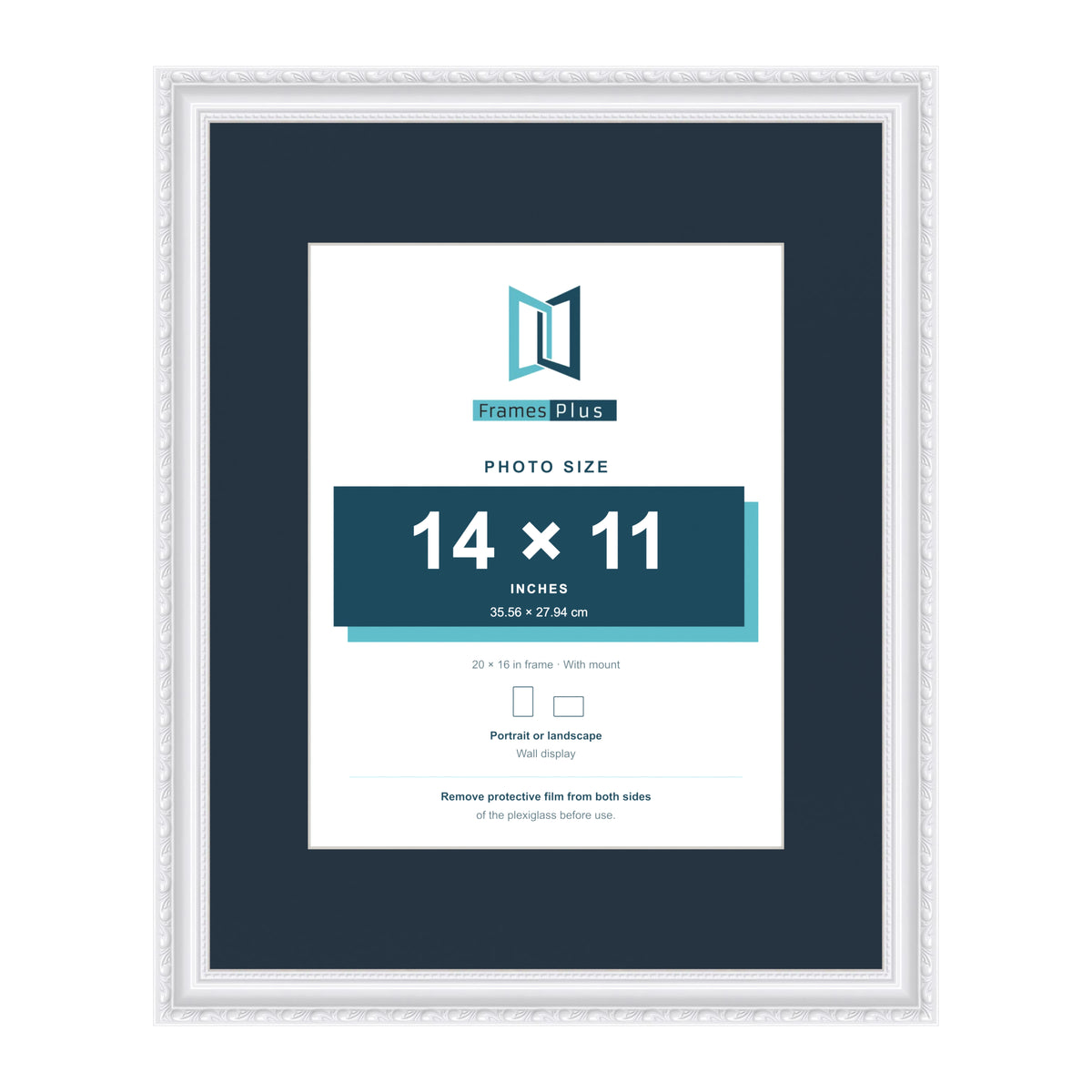 Louis Range White Picture, Photo & Poster Frame with Pacific Blue Mount - 20x16" Frame for 14x11" Photo, White