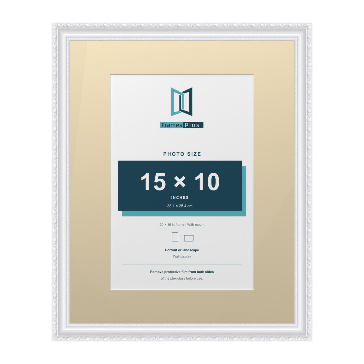 Louis Range White Picture, Photo & Poster Frame with Ivory Mount - 20x16" Frame for 15x10" Photo, White