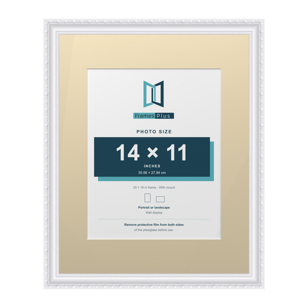 Louis Range White Picture, Photo & Poster Frame with Ivory Mount - 20x16" Frame for 14x11" Photo, White