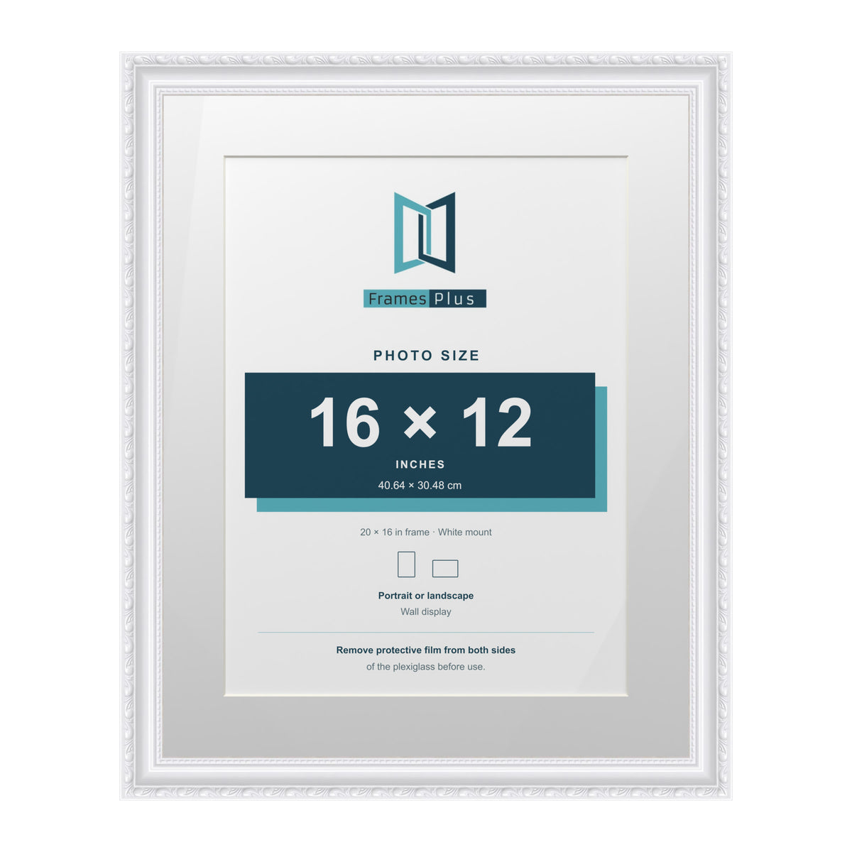 Louis Range White Picture, Photo & Poster Frame with White Mount - 20x16" Frame for 16x12" Photo, White