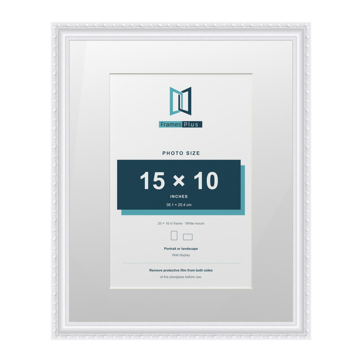 Louis Range White Picture, Photo & Poster Frame with White Mount - 20x16" Frame for 15x10" Photo, White