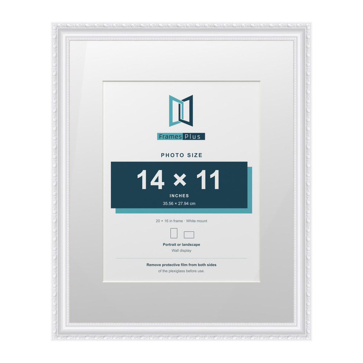 Louis Range White Picture, Photo & Poster Frame with White Mount - 20x16" Frame for 14x11" Photo, White