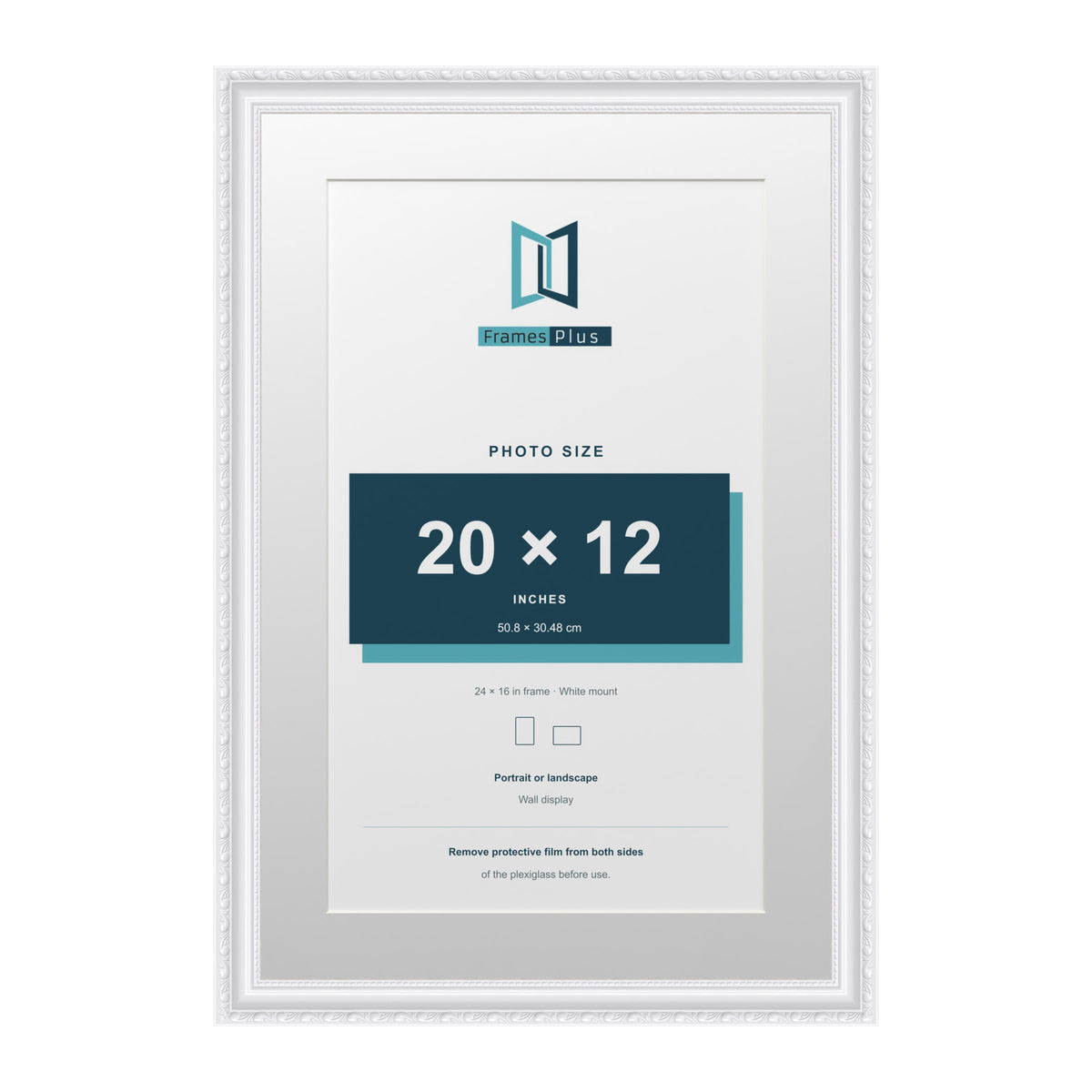 Louis Range White Picture, Photo & Poster Frame with White Mount - 24x16" Frame for 20x12" Photo, White
