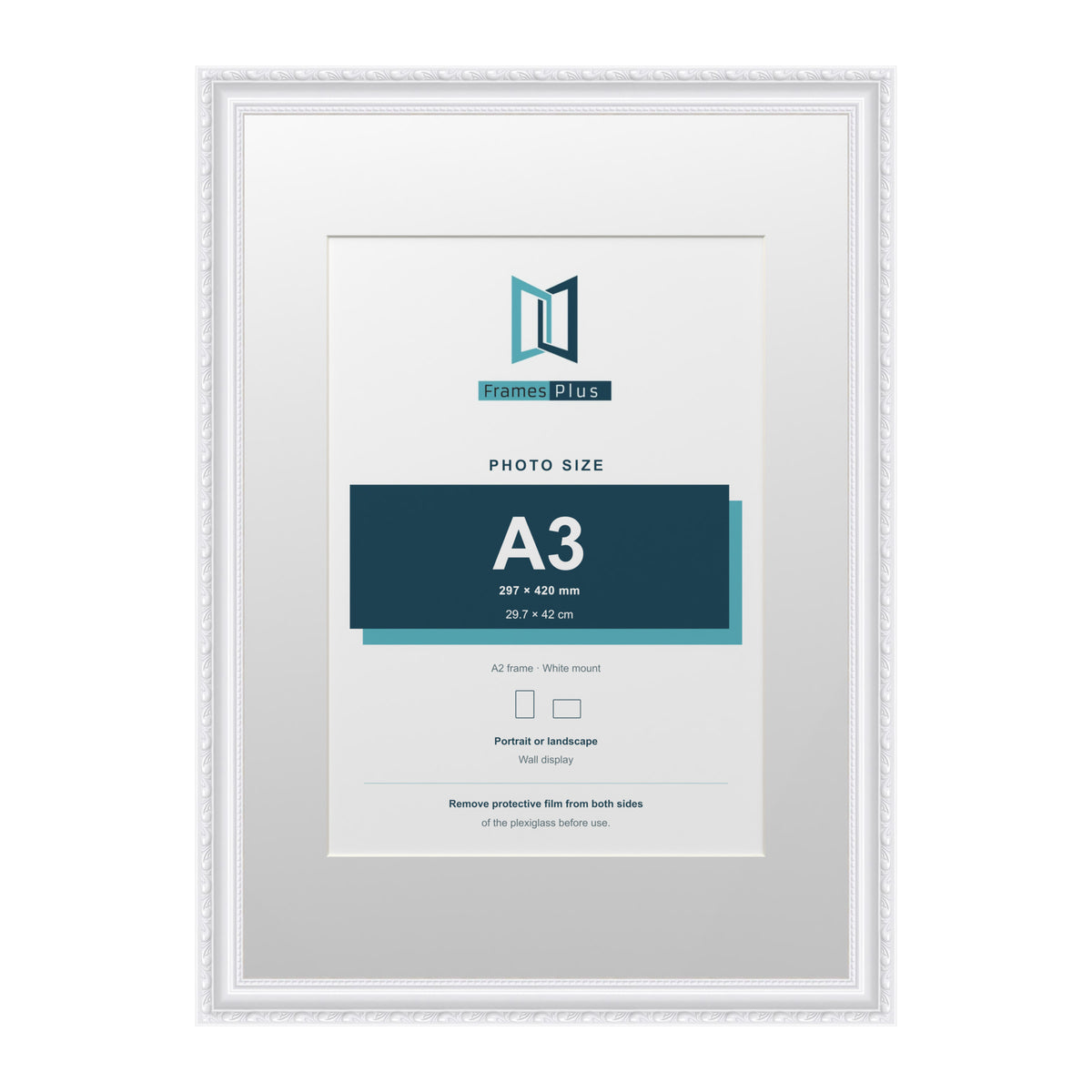 Louis Range White Picture, Photo & Poster Frame with White Mount - A2 Frame for A3 Photo, White