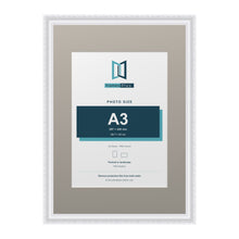 Louis Range White Picture, Photo & Poster Frame with Dawn Grey Mount - A2 Frame for A3 Photo, White