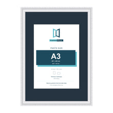 Louis Range White Picture, Photo & Poster Frame with Pacific Blue Mount - A2 Frame for A3 Photo, White