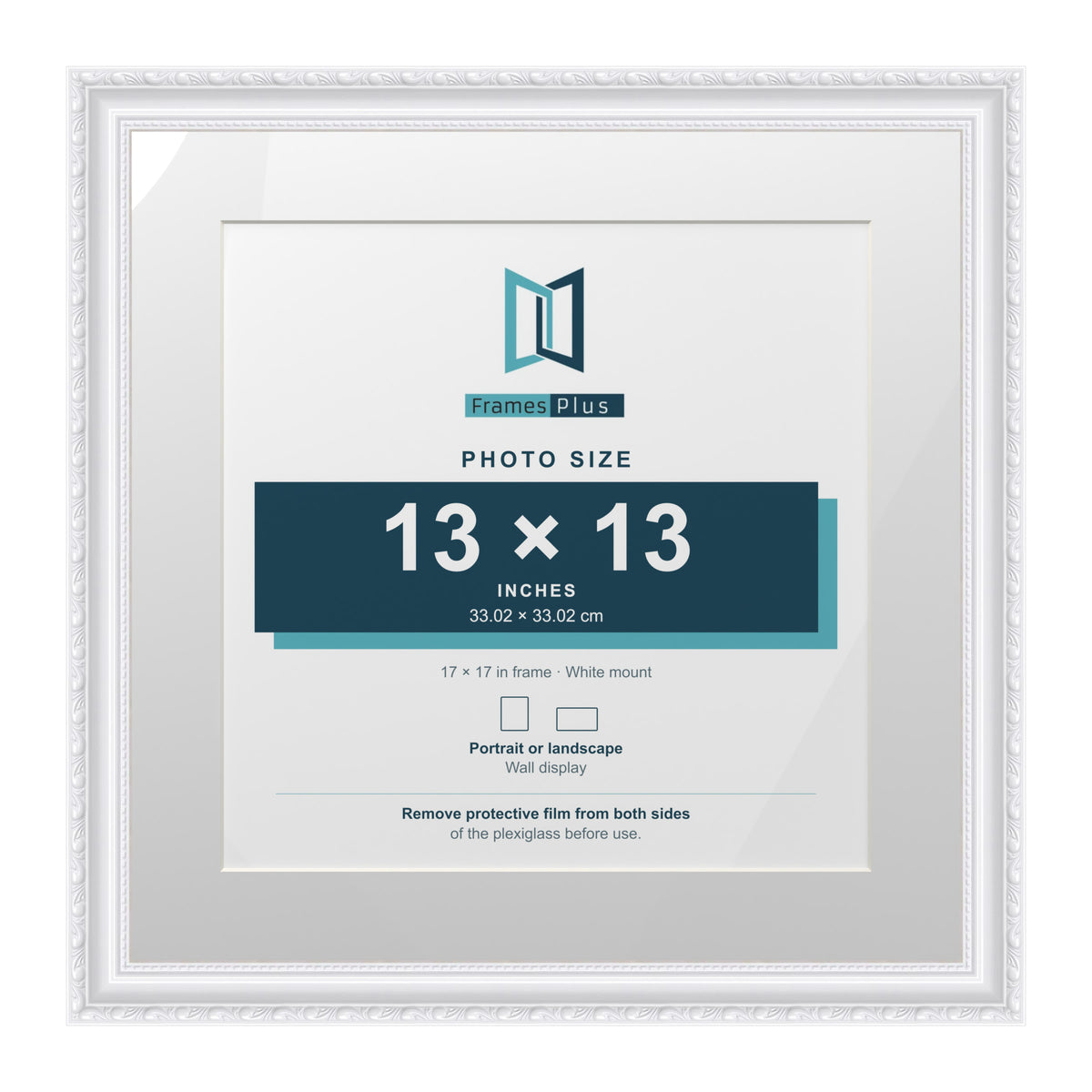 Louis Range White Picture, Photo & Poster Frame with White Mount - 17x17" Frame for 13x13" Photo, White