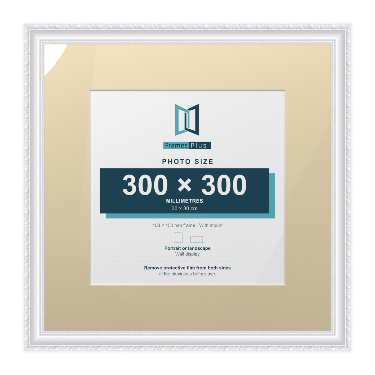 Louis Range White Picture, Photo & Poster Frame with Ivory Mount - 45x45cm Frame for 30x30cm Photo, White