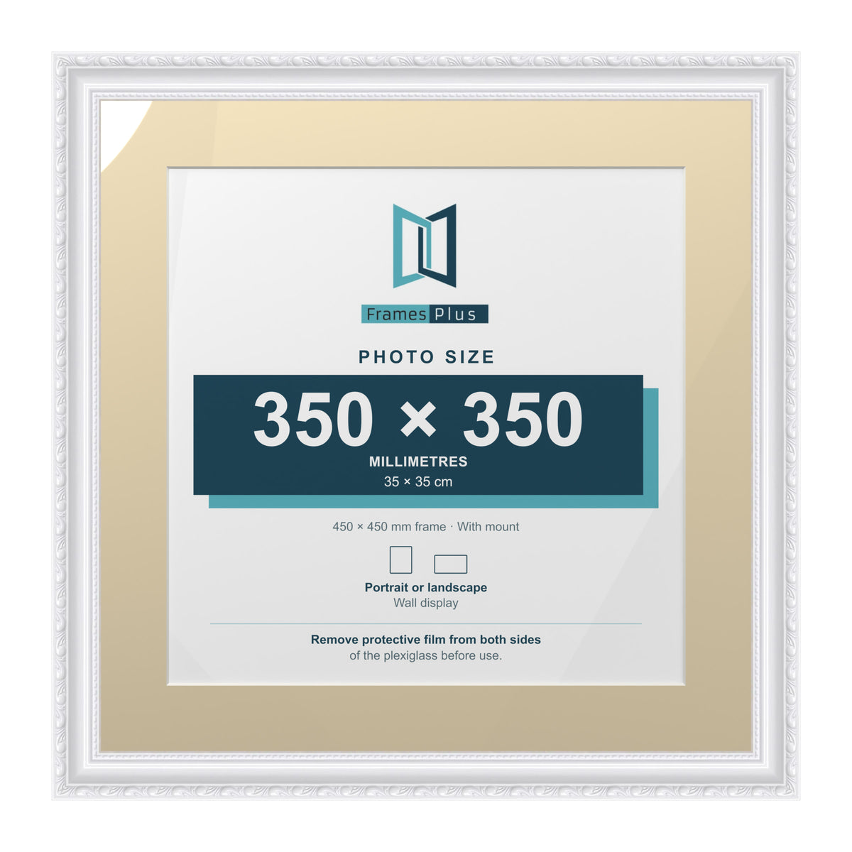 Louis Range White Picture, Photo & Poster Frame with Ivory Mount - 45x45cm Frame for 35x35cm Photo, White