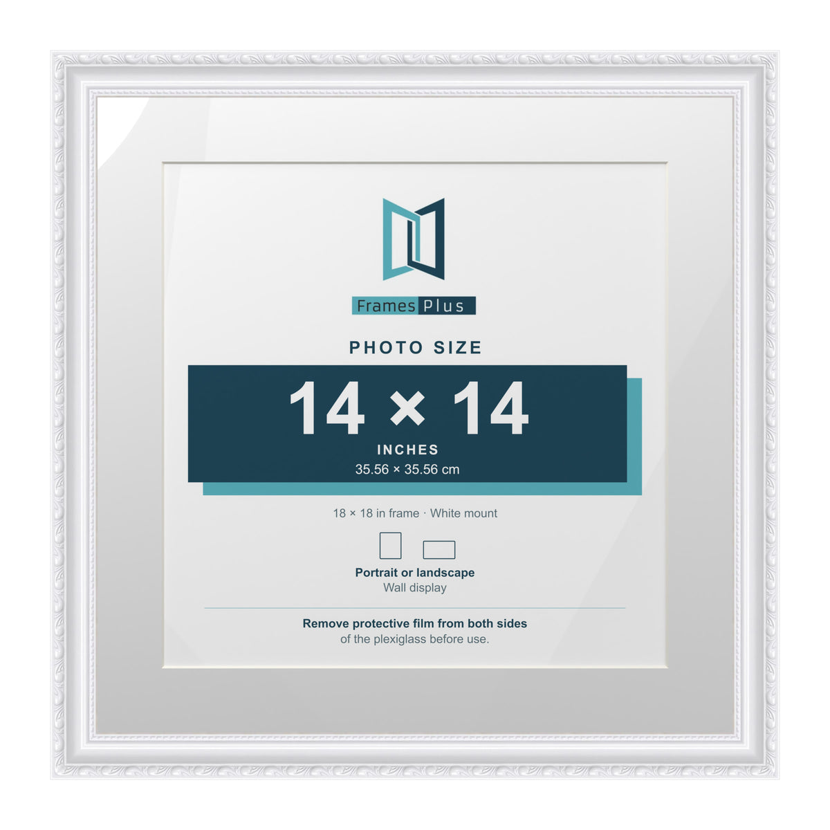 Louis Range White Picture, Photo & Poster Frame with White Mount - 18x18" Frame for 14x14" Photo, White